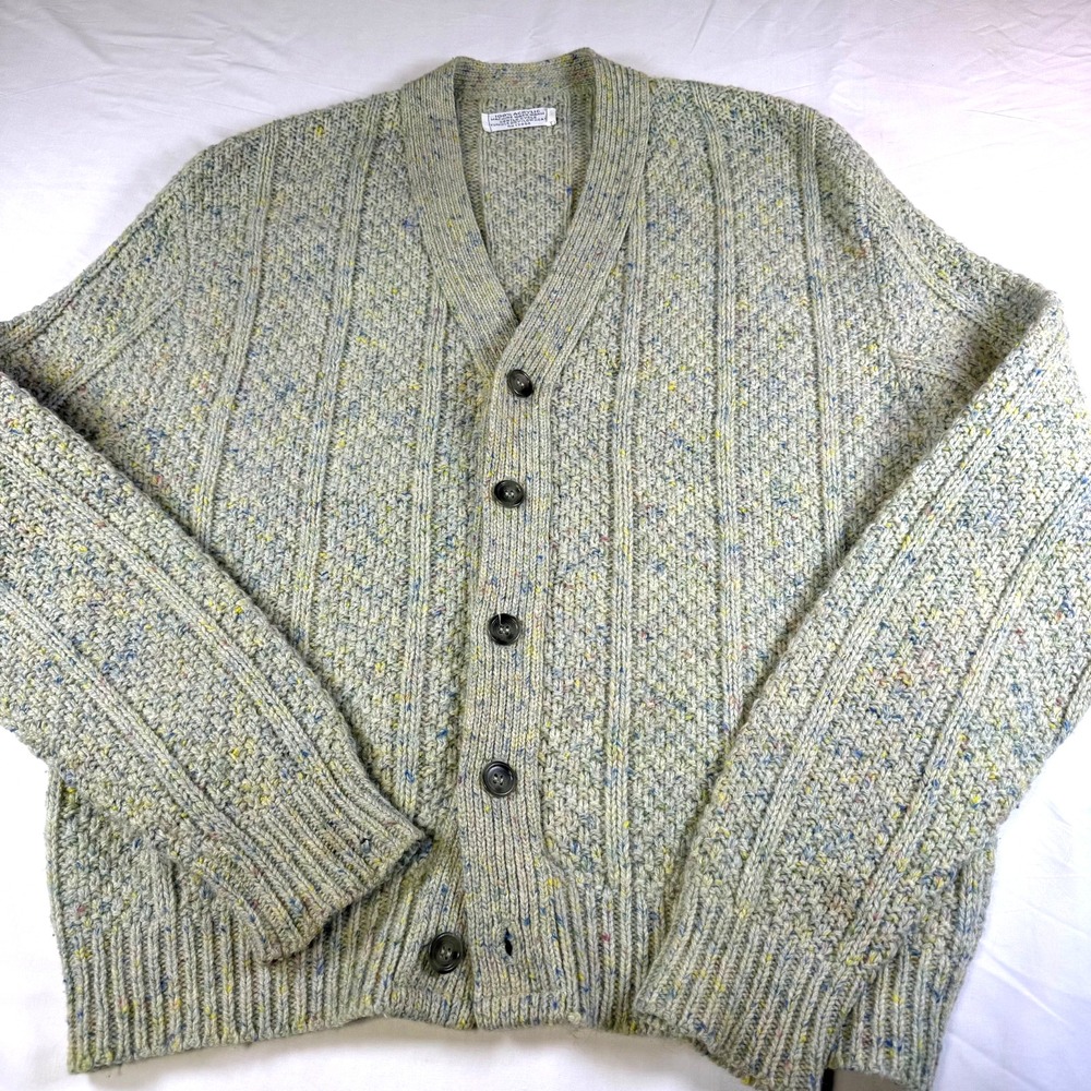Vintage Van Heusen Acrylic Chunky Cardigan Men's Size Med Made In USA Grandpa - Picture 1 of 6